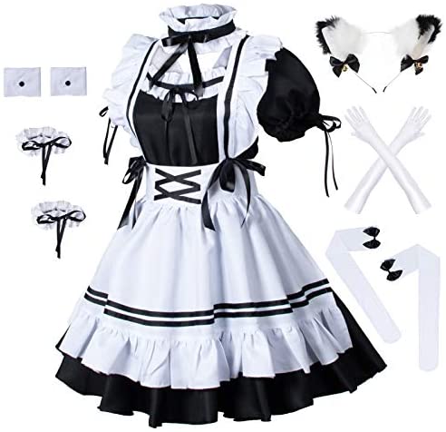 Naughty French Maid Costume Anime Lolita Cosplay Dress with Lace Choke –  YOMORIO