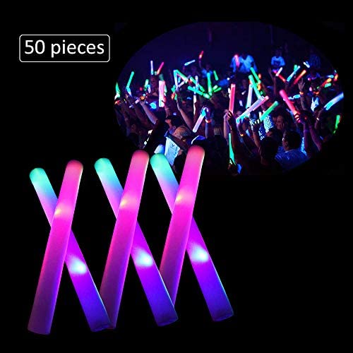 80 Pack LED Foam Sticks Colorful Flashing Glow Sticks Wands 16