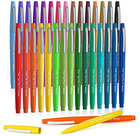  Inc. OPTIMUS Colored Felt Tip Pens - 24 Assorted Colors,  Multicolor No Bleed 0.7-mm Medium Point Tip, Office, School, Art, and Craft  Supplies for Writing, Drawing, Journaling, and Note-Taking 