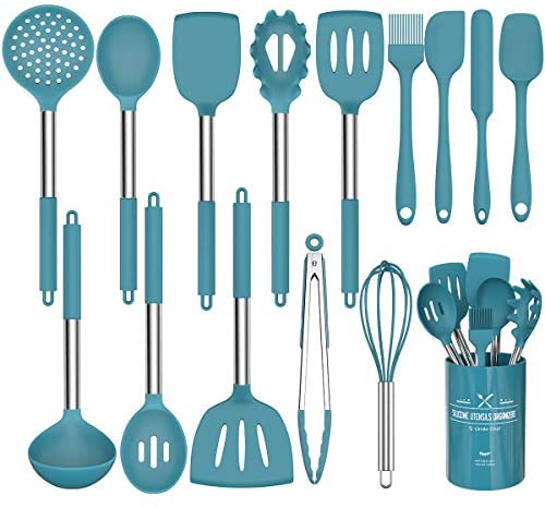 Umite Chef Kitchen Utensil Set, 15pcs Silicone Cooking Kitchen Utensils Set, Cooking Tools Turner Tongs Spatula Spoon for Nonstick Heat Resistant