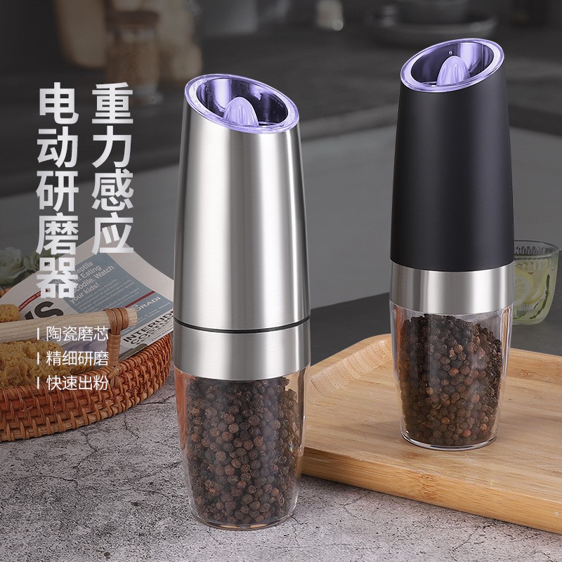 Sangcon Electric Salt and Pepper Grinder Set, Automatic Pepper Mills with  LED Light, Battery Powered Salt and Pepper Shakers - AliExpress