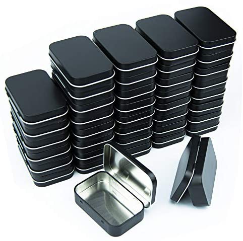 KALIONE 2Pcs Metal Tin Box, Metal Rectangular Hinged Tin Box Container,  Mini Portable Small Storage Container, Metal Hinged Tin Box Container, Mini