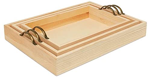 Lightweight Wooden Trays with Handles for DIY Crafts, Decorating