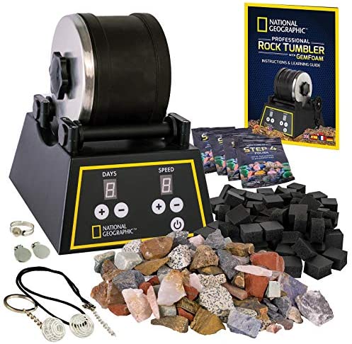 Professional Rock Polisher Tumbler Kit, Extra Large 2.5 lb.Barrel with  3-Speed Motor 9-Day Timer - Includes 3 Belts, Rough Gemstones, 4 Polishing  Grits, Great Stem Science Gift for Adults Kid 