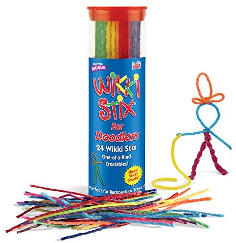 Wikki Stix Bilingual Traveler (French and English) - 144 Wikki Stix in  bright, colorful carrying travel case and 12 page activity book, Made in  the