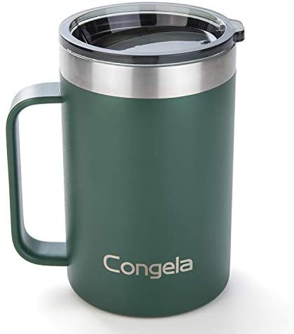 Stainless Steel Insulated 16 Oz Coffee Mug With Lid & Handle – Iron