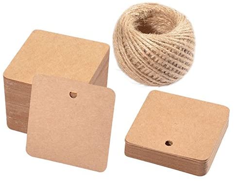 200 Pack Large Kraft Paper Gift Tags with Jute Strings for