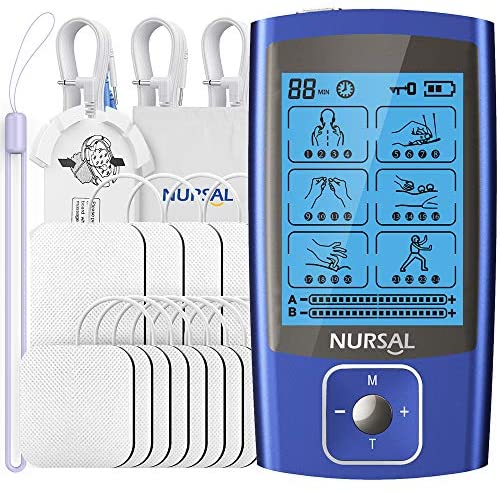  AVCOO 30 Modes TENS EMS Unit Compact Muscle Stimulator for Pain  Relief, Rechargeable & Portable Dual Channel EMS Muscle Stimulator with 30  Intensity Levels and 12 Electrode Tens Unit Replacement Pads 