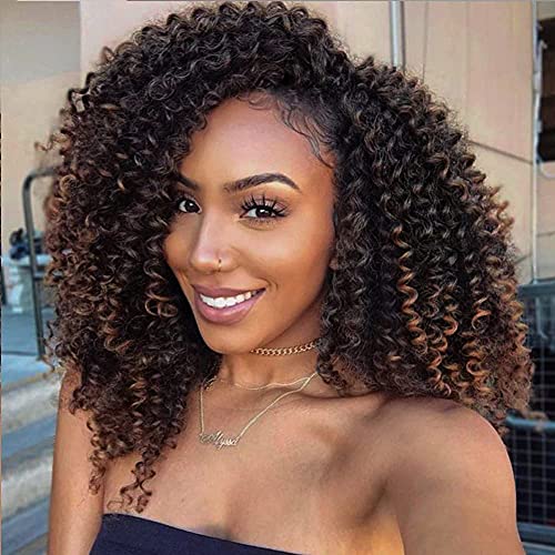 Kinky Curly Crochet Hair 8 Inch Short Marlybob Jerry Curl Natural Black  Color Afro Twist Soft Synthetic Braiding Extention For Women(1B)