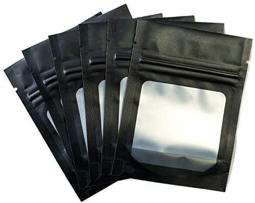 100 Pack Mylar Bags - 6.3 x 9.4 Inches Resealable Smell Proof Bags for  Storage Foil Pouch Bags Matte Black