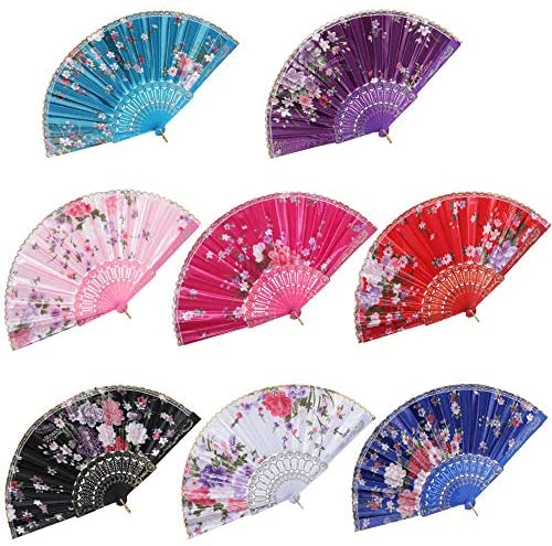 JOHOUSE White Paper Fans, 28PCS Handheld Folding Fans Foldable Bamboo Fans  Japanese Chinese Style for Wedding DIY Crafting Wall Decoration Party