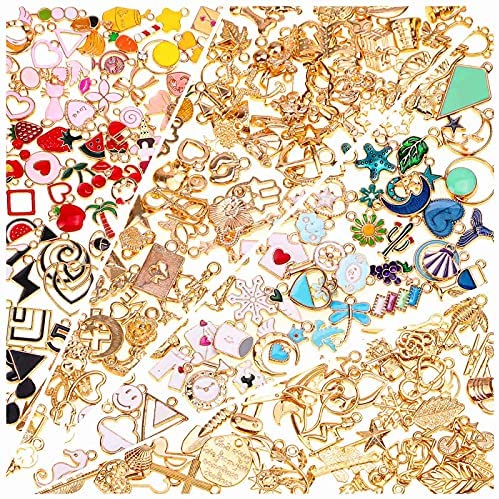 Yaomiao 90 Pieces Women Makeup Charms Colorful Plated Charms Makeup Alloy Pendant Charms Diamond Lipstick Shoes Bag for DIY Pendants Jewelry