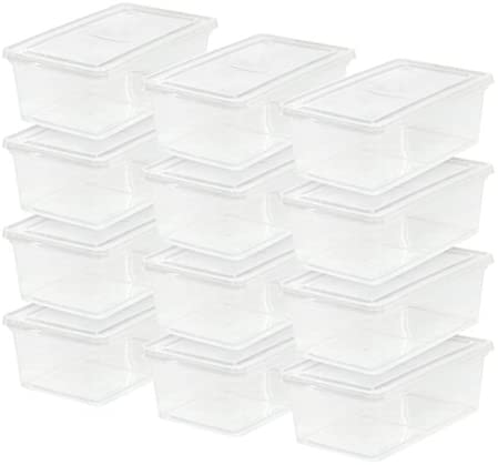 Iris USA 40 Quart Plastic Storage Bin Tote Organizing Container with Durable Lid and Secure Latching Buckles, Stackable and Nestable, 4 Pack, Pearl