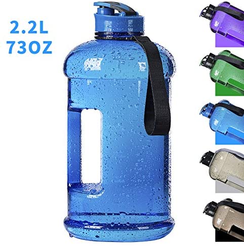 2.2L Large Reusable Water Bottles Half Gallon Water Jug Dishwasher Usable/Ecofriendly/Tritan No BPA Plastic/Leakproof/Odorless/Wide Mouth Drinking Gym Water Jug for Men Women Fitness Outdoor Gym