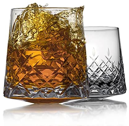 Mu16 Whiskey Drinking Cup Glasses Large Crystal for Birthday Christmas Wedding Anniversary-for Bourbon Scrotch Bar Pure Hand Engraved Hand Blown