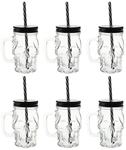 Translucent Smokey Glass Skull Beer Mugs, Halloween Drinking Glasses w –  MyGift