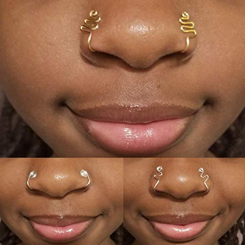 Amazon.com: Double Nose Hoop Fake, Double Cuff Nose Ring, Tribal Nose Clip, Bohemian  Nose Ring : Handmade Products