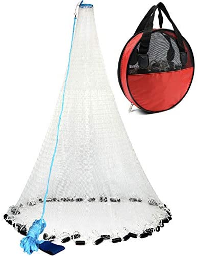 Wholesale MoiShow Saltwater Fishing Cast Net for Bait - Trap Fish Throw Net  Fishing Casting Net 4ft/6ft/8ft Radius with Heavy Duty Sinker of 1LB Per  Foot, 1/2 Inch Mesh Size : Sports
