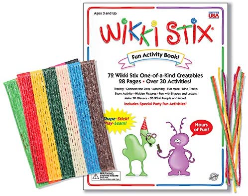 Wikki Stix Assorted Fun Favors English French Bilingual Playsheets Packaging Pack of 50 Molding Sculpting Sticks