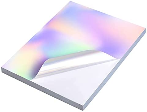 Metallic Holographic Card Shiny Mirror Paper Sheets, Reflective Post Board  Size 8.5 X 11 Inch 50 Pack 