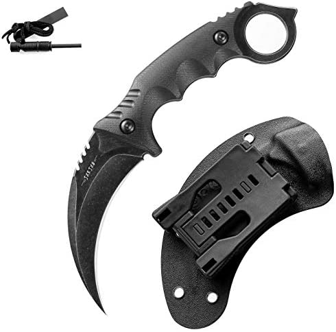  Karambit Knife Trainer Stainless Steel Practice Karambit Knife  Fixed Blade Training Karambit Knife with Sheath and Cord Suitable for  Hiking, Adventure, Survival and Collection 2 Pieces(Black Color) : Sports 