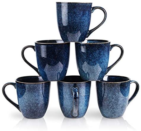 Royal Blue Ceramic Tea and Coffee Cups, Set of 6 Pieces, Latest Design –