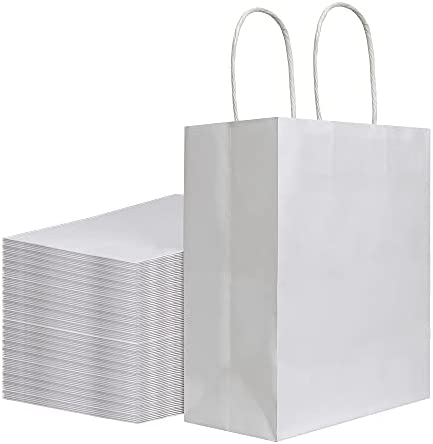 Brown Craft Paper Bag with Handled,friday Night Craft Treat Bags 8.5 * 5.5 * 2 inch for Wedding Party Business(50pcs)