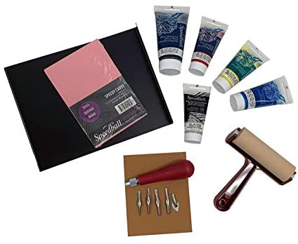 Marabu Block Printing Kit - Linocut Kit with 3 x 100ml Block