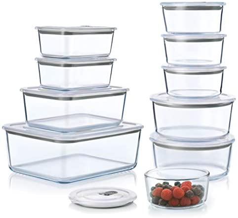 FineDine 24-Piece Superior Glass Food Storage Containers Set - Newly  Innovated Hinged BPA-free Locking lids - 100% Leak Proof Glass