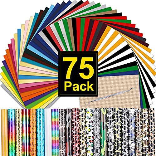 CAREGY Heat Transfer Vinyl HTV for DIY T-shirts 12 Inches by 3 Feet Rolls (20 Pack)