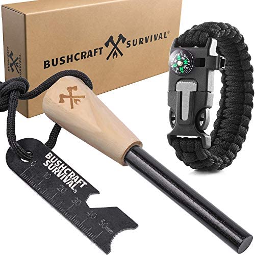 Whistle Compass Gift Paracord Survival Bracelet: Fire Starter Kit Bushcraft 