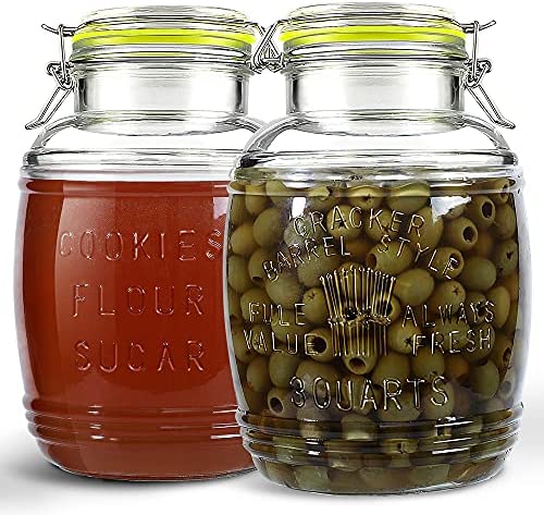 Qianfenie 50 oz Glass Jars with Airtight Lids, Wide Mouth Mason Jars with  Clip Top Lids for Kitchen - Square Glass Jars with Chalkboard Labels and