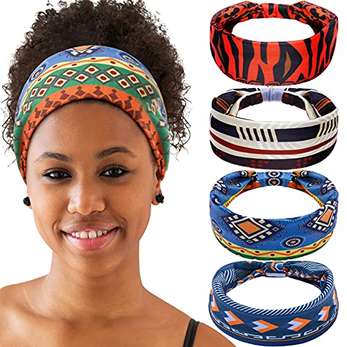 Chuangdi 6 Pieces Headband with Buttons for Mask African Boho Knot Turban  Headbands Nurse Elastic Headbands Sport Beach Hair Accessories for Women