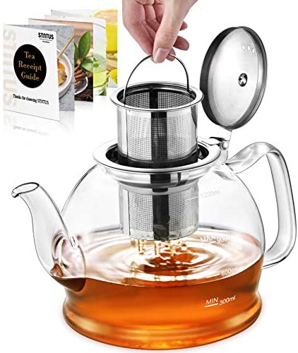 PARACITY Glass Teapot Stovetop 40 OZ/1200ml, Borosilicate Clear