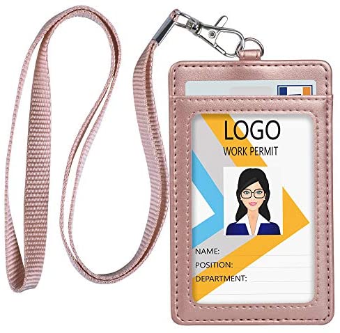 PU Leather ID Badge Holder, Life-Mate ID Badge Holder with 1 Clear