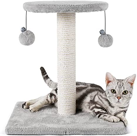 light grey cat scratch post