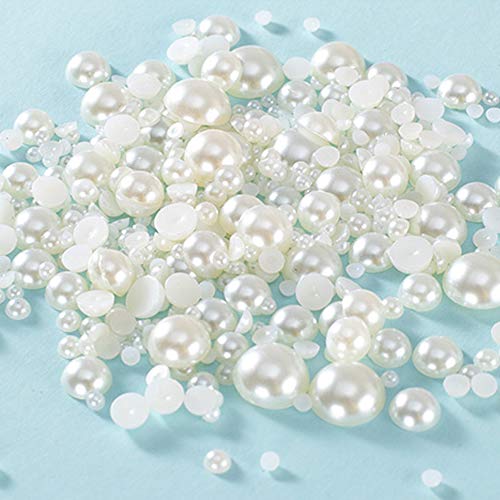 Bling World 3000pcs Flatback Pearls for Crafts, 3-10mm Half Pearls for Crafts, Gold Sliver Mixed Size Half Round Pearl Beads for Craft DIY Jewelry
