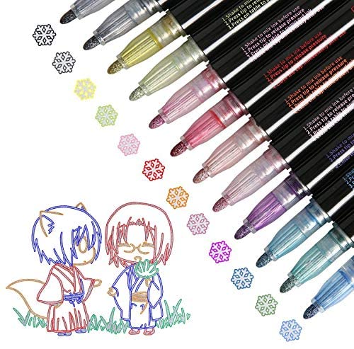  Aen Art Double Line Markers Outline Pens, Squiggles Shimmer  Outline Marker Set, 16 Colors Doodle Shimmer Pen for Drawing, Making Card,  Craft Project : Arts, Crafts & Sewing