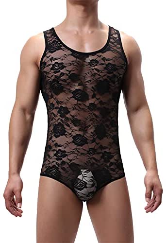 Wholesale Men's Sheer Lace Lingerie Bodysuit Sissy Pouch Thong Leotard  Crossdress Cross Dresser Sissy G-String Leotards (Black,X-Large) : Sports &  Outdoors