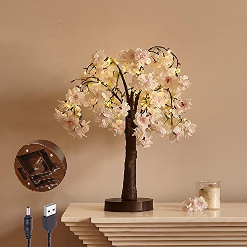 FUCHSUN Tabletop Tree Light Led Desk Lamp Artificial Tree for Home Office  Decorative Branches for Party Halloween Holiday Battery USB Operated Bonsai