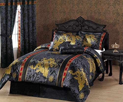 Chezmoi Collection Vienna 7-Piece Embroidered Floral Comforter Set (Queen,  Burgundy Taupe Brown)
