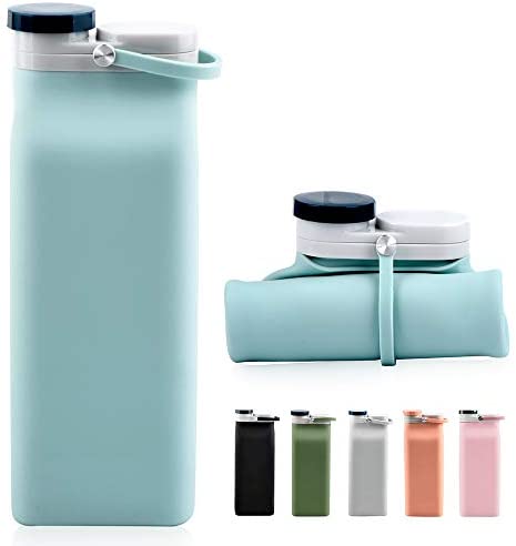 3pcs Collapsible Water Bottles, 20oz Foldable Portable Silicone Water Bottle  Leak Proof Travel Water Bottle For Sports