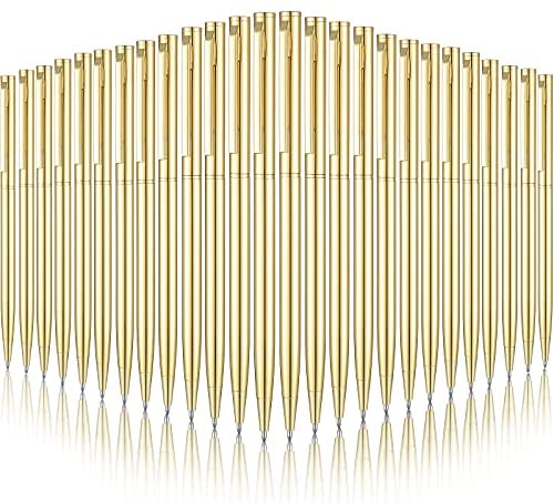 Juvale 12 Pack Gold Ballpoint Pens for Wedding Guest Book, Bulk Office  Supplies, Black Ink, 1mm Medium Point (Metallic, 6.4 In)