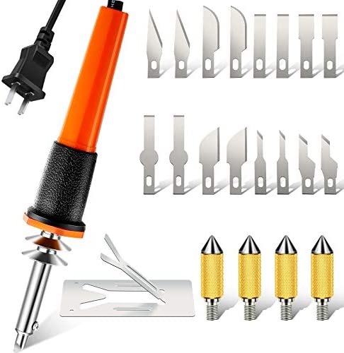 Honoson 30 Pieces Electric Hot Knife Cutter Tool, 20 Pieces Blades, 3  Pieces Blade Holders, 2 Pyrography Blades, Metal Stand Hot Carving Knife  for