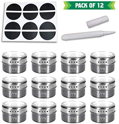 Set of 12 Magnetic Spice Jars with Sift-Pour Lids
