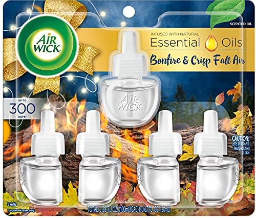  Air Wick Plug in Scented Oil Refill, 5ct, Bonfire and