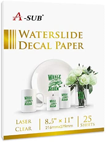 Koala Waterslide Decal Paper Inkjet Clear, 10 Sheets 8.5x11 inch Water Slide Transfer Paper Transparent Printable Waterslide Paper for DIY Tumbler