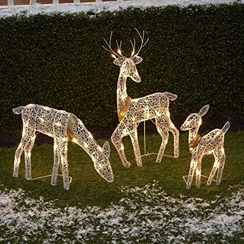 CC Christmas Decor 3-Piece Light Deer Family Christmas Sleigh Outdoor Yard Decoration 52.25