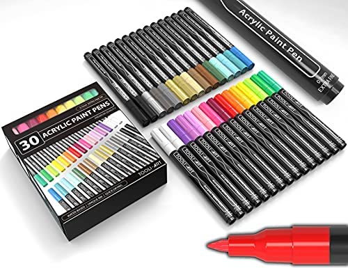Bajotien 68 Colors Acrylic Paint Pens - Paint Markers for Rock Painting,  Wood, Canvas, Stone, Ceramic, Glass, 0.7mm Extra Fine Tip Water Based  Acrylic