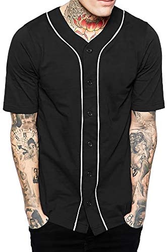  TOPTIE Sportswear Pinstripe Baseball Jersey for Men and Boy,  Button Down Jersey : Clothing, Shoes & Jewelry